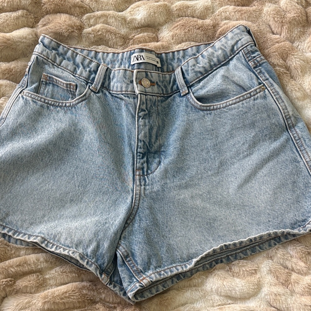 Zara Light Blue Denim Jean Shorts - Picture 1 of 2